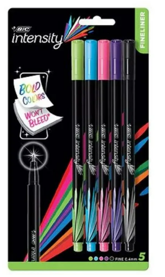 BIC Intensity Fineliner Color Collection, 5 Count